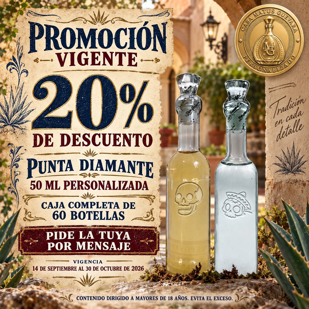 Punta Diamante 50 ml personalizada: 20% de descuento en caja de 60 botellas